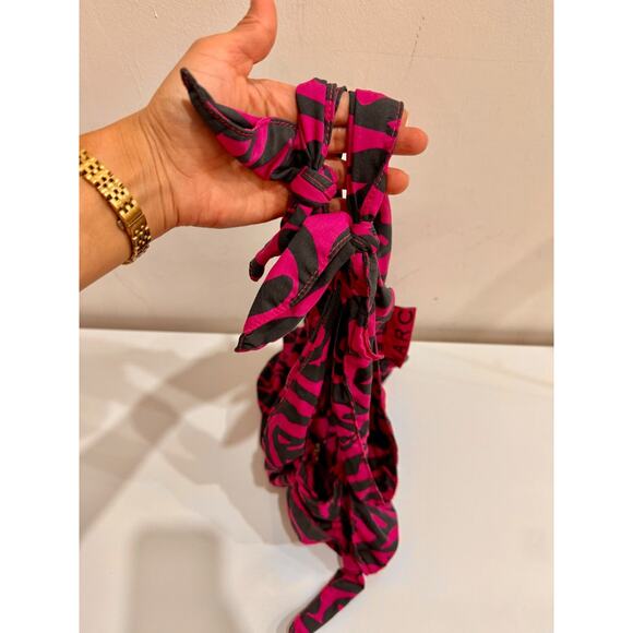 Marc Jacobs Nylon Animal Print Hobo Bow Tote Bag Black Pink Large - Picture 7 of 9